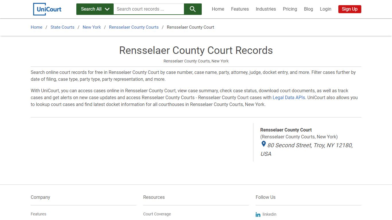 Rensselaer County Court Records | Rensselaer | UniCourt